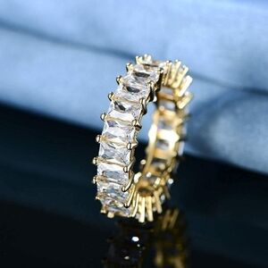 14K Yellow Gold Emerald Cut Diamonds Eternity Ring Band